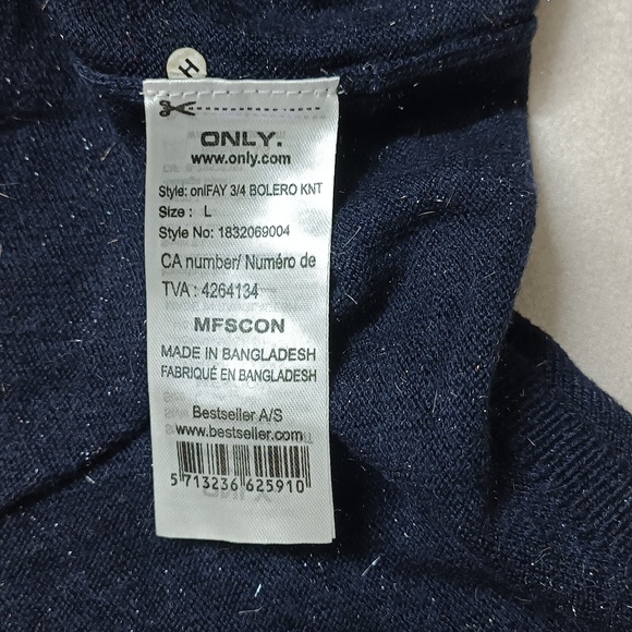 Only Navy Blue Shimmery Open Front Crop Shrug - Picture 5 of 5